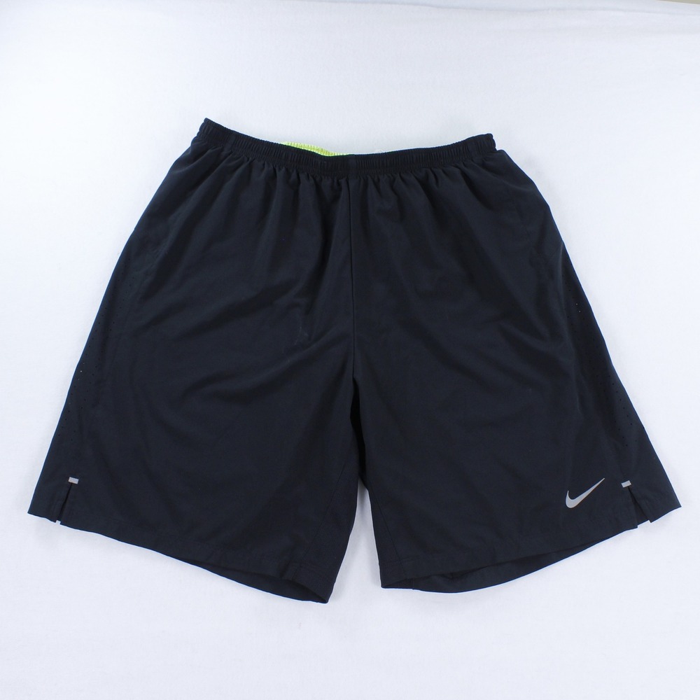 Nike Phenom 2-in-1 Running Shorts Mens XL Black Neon Volt Liner Gym Training 7"